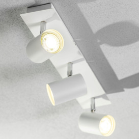 'Veneto' White Triple GU10 Ceiling Spotlight Three Head Adjustable Bar Light
