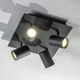 'Veneto' Black GU10 Square Ceiling Spotlight Four Head Adjustable Light