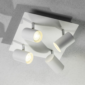 'Veneto' White GU10 Square Ceiling Spotlight Four Head Adjustable Light