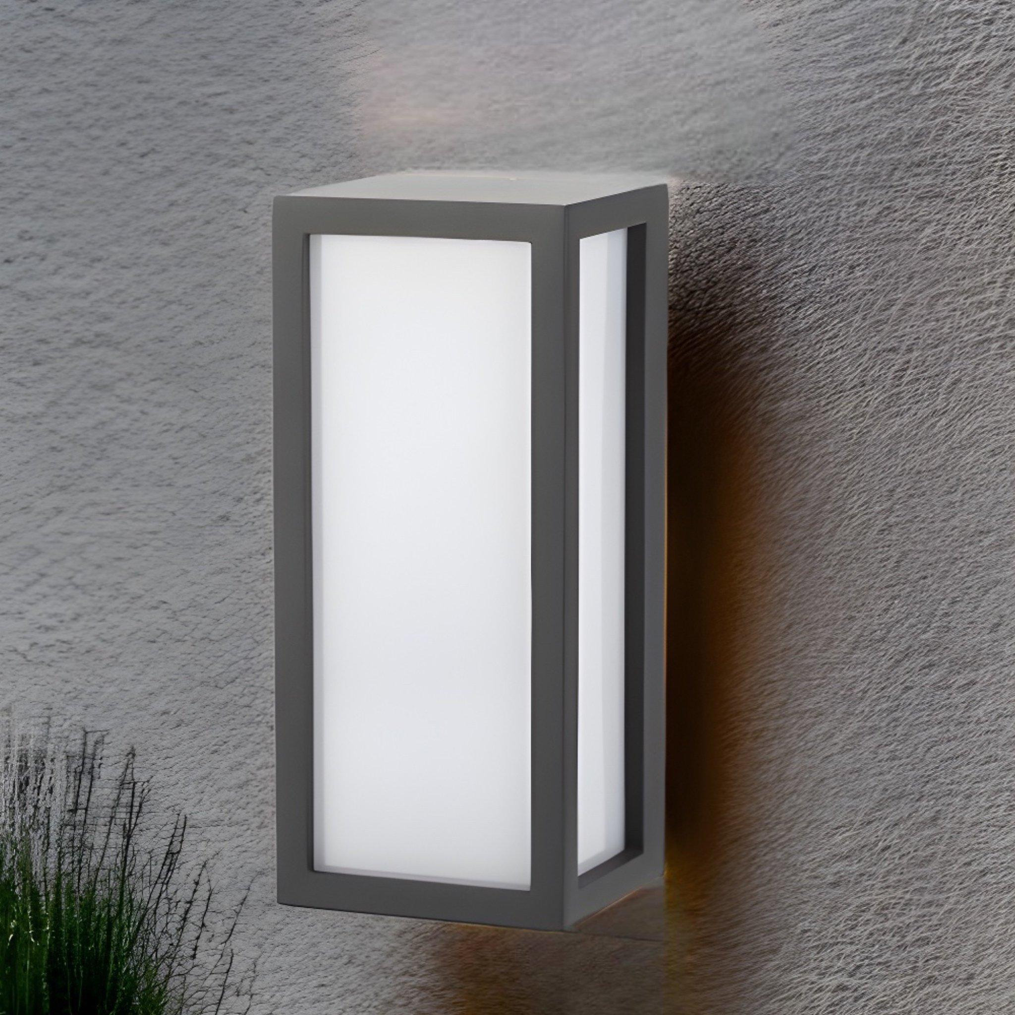 'Kinsley' Black E27 Outdoor Wall Light Box Lantern Opal Diffuser IP54 - image 1