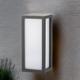'Kinsley' Black E27 Outdoor Wall Light Box Lantern Opal Diffuser IP54 - thumbnail 1