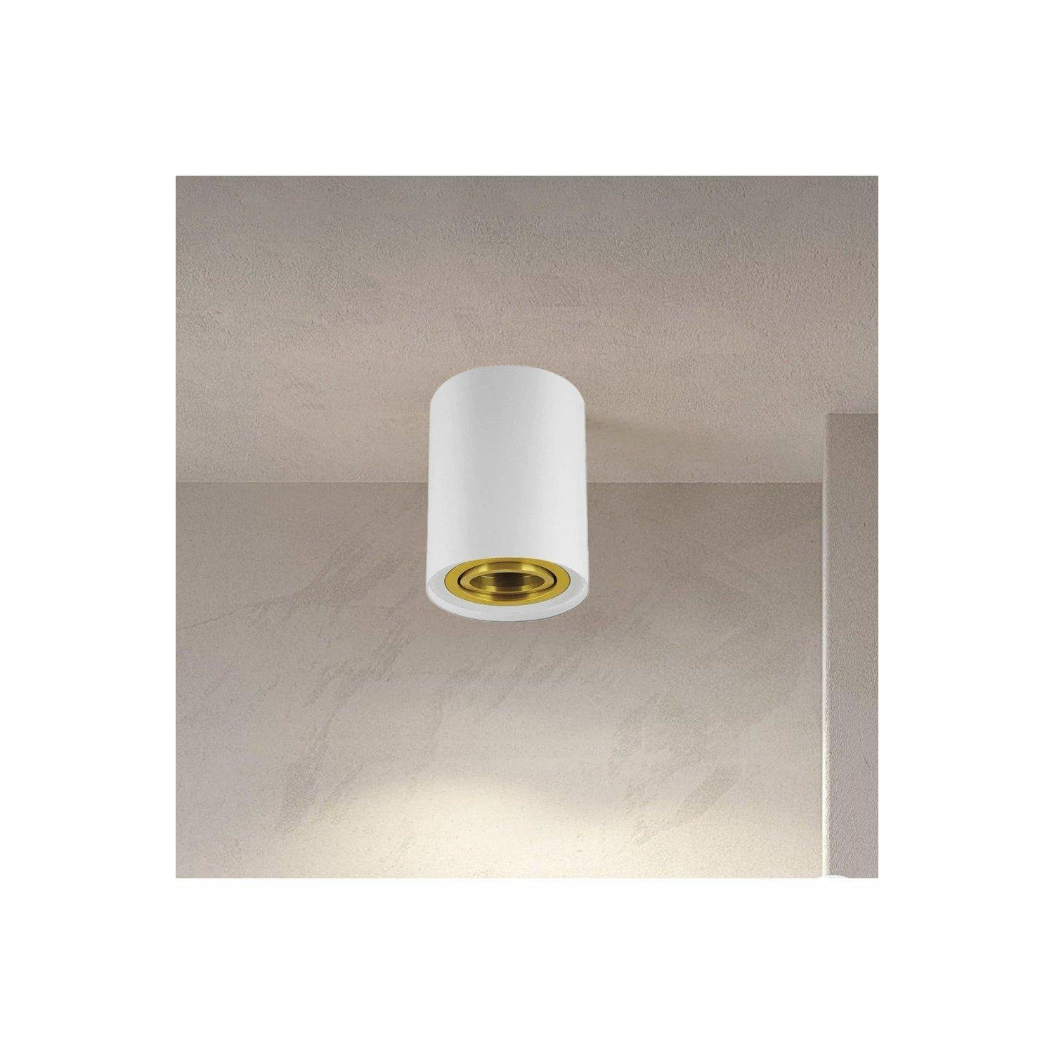'Prince' White GU10 Adjustable Surface Ceiling Downlight Flush Spot light with Gold Bezel - image 1