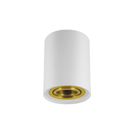 'Prince' White GU10 Adjustable Surface Ceiling Downlight Flush Spot light with Gold Bezel - thumbnail 2