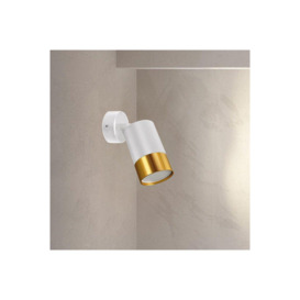 'Puzon' White & Gold GU10 Adjustable Single GU10 Spotlight Wall or Ceiling Light