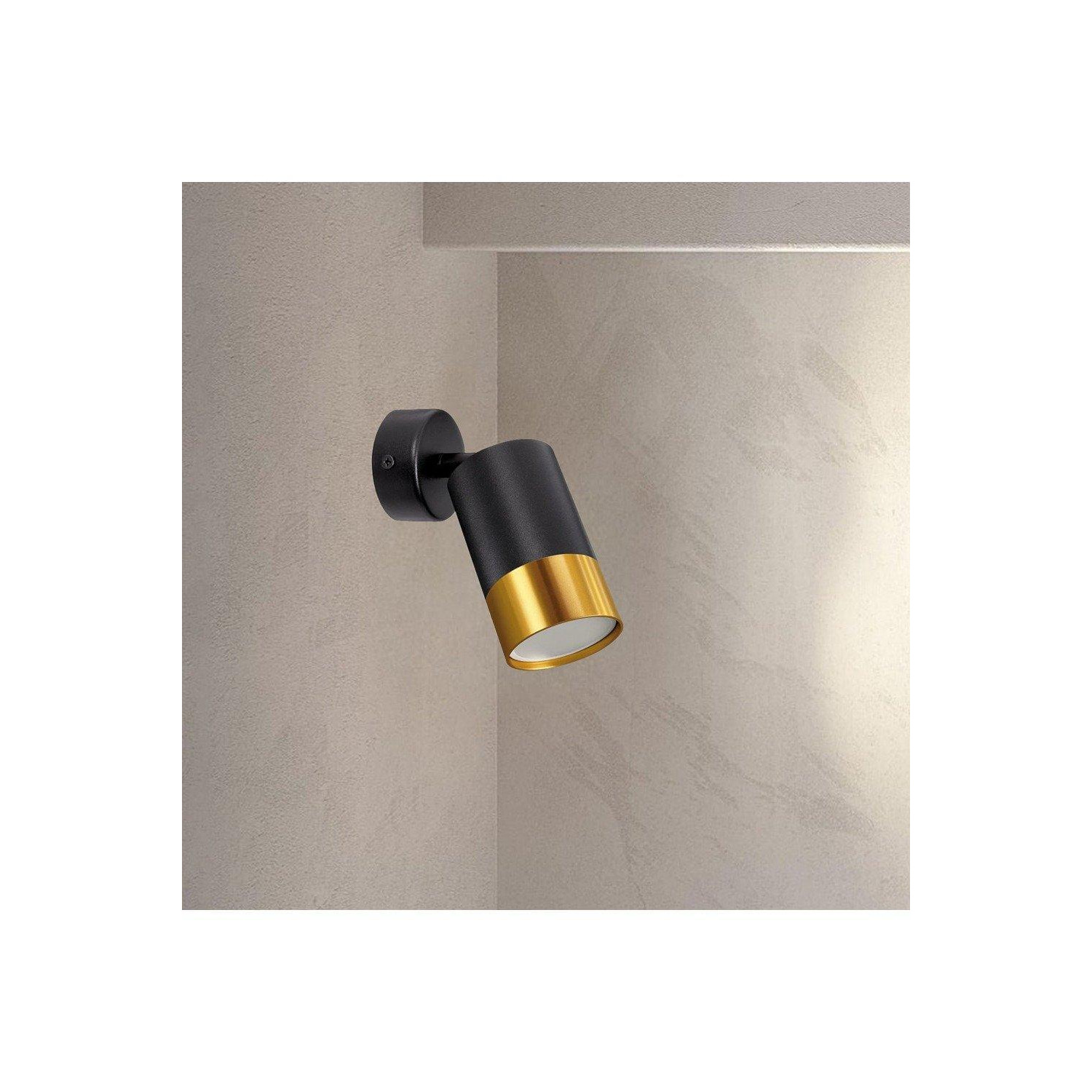 'Puzon' Black GU10 Adjustable Surface Ceiling Downlight Flush Spot light with Gold Bezel - image 1