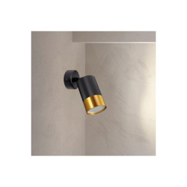 'Puzon' Black GU10 Adjustable Surface Ceiling Downlight Flush Spot light with Gold Bezel - thumbnail 1