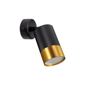 'Puzon' Black GU10 Adjustable Surface Ceiling Downlight Flush Spot light with Gold Bezel - thumbnail 2