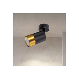 'Puzon' Black GU10 Adjustable Surface Ceiling Downlight Flush Spot light with Gold Bezel - thumbnail 3