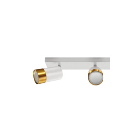 'Puzon'  White & Gold GU10 Adjustable Triple Three Head GU10 Ceiling Spotlight Bar Light - thumbnail 3