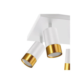'Puzon' White & Gold GU10 Adjustable Four Head GU10 Ceiling Spotlight Bar Light - thumbnail 3