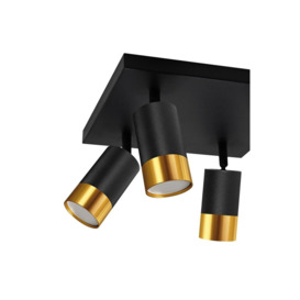 'Puzon'  Black & Gold GU10 Adjustable Four Head GU10 Ceiling Spotlight Bar Light - thumbnail 3