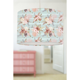 Pink Flowers on Mint Green Stripes Lampshade