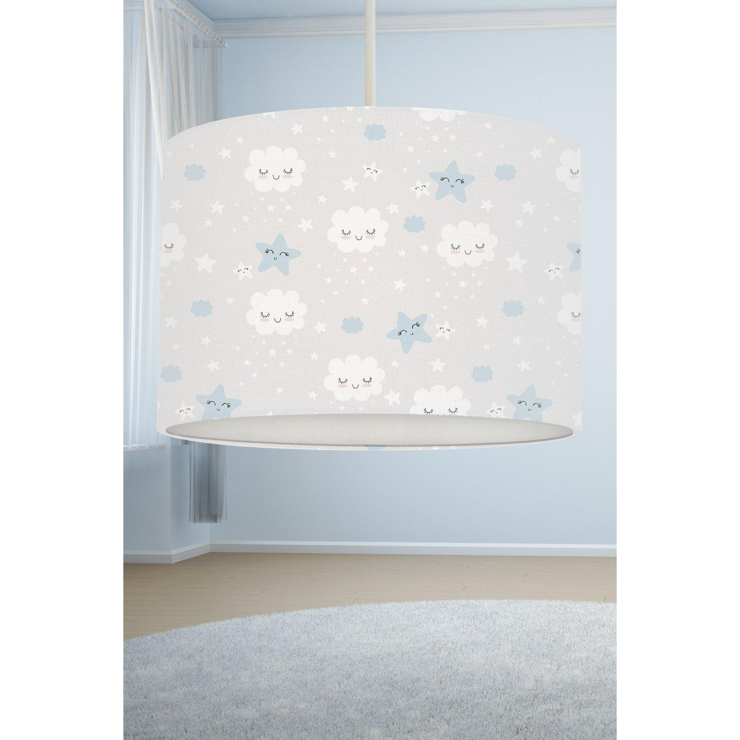 Smiling Clouds and Stars Lampshade Grey - image 1