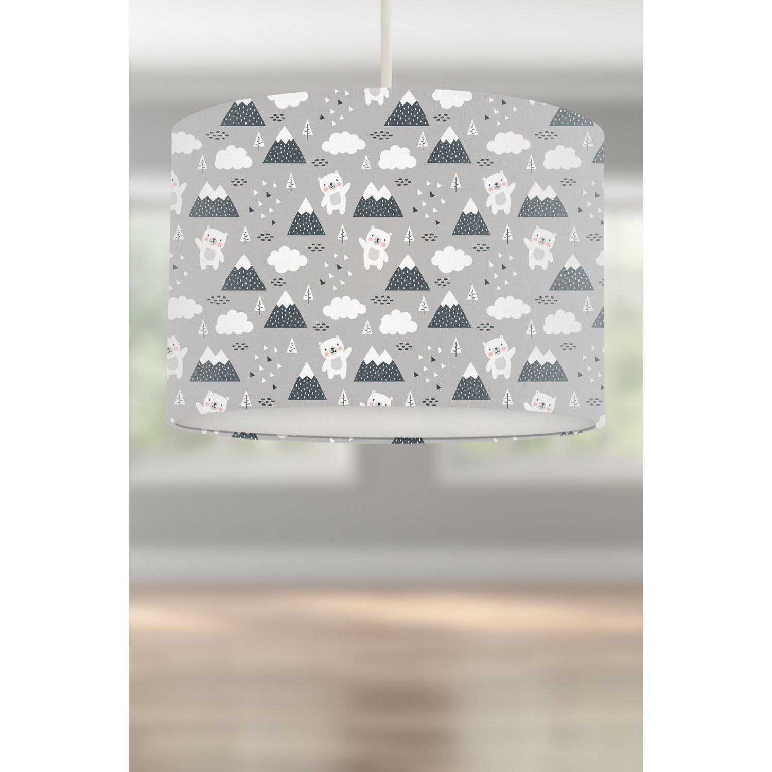 Teddy Bear and Mountain Lampshade Grey - image 1