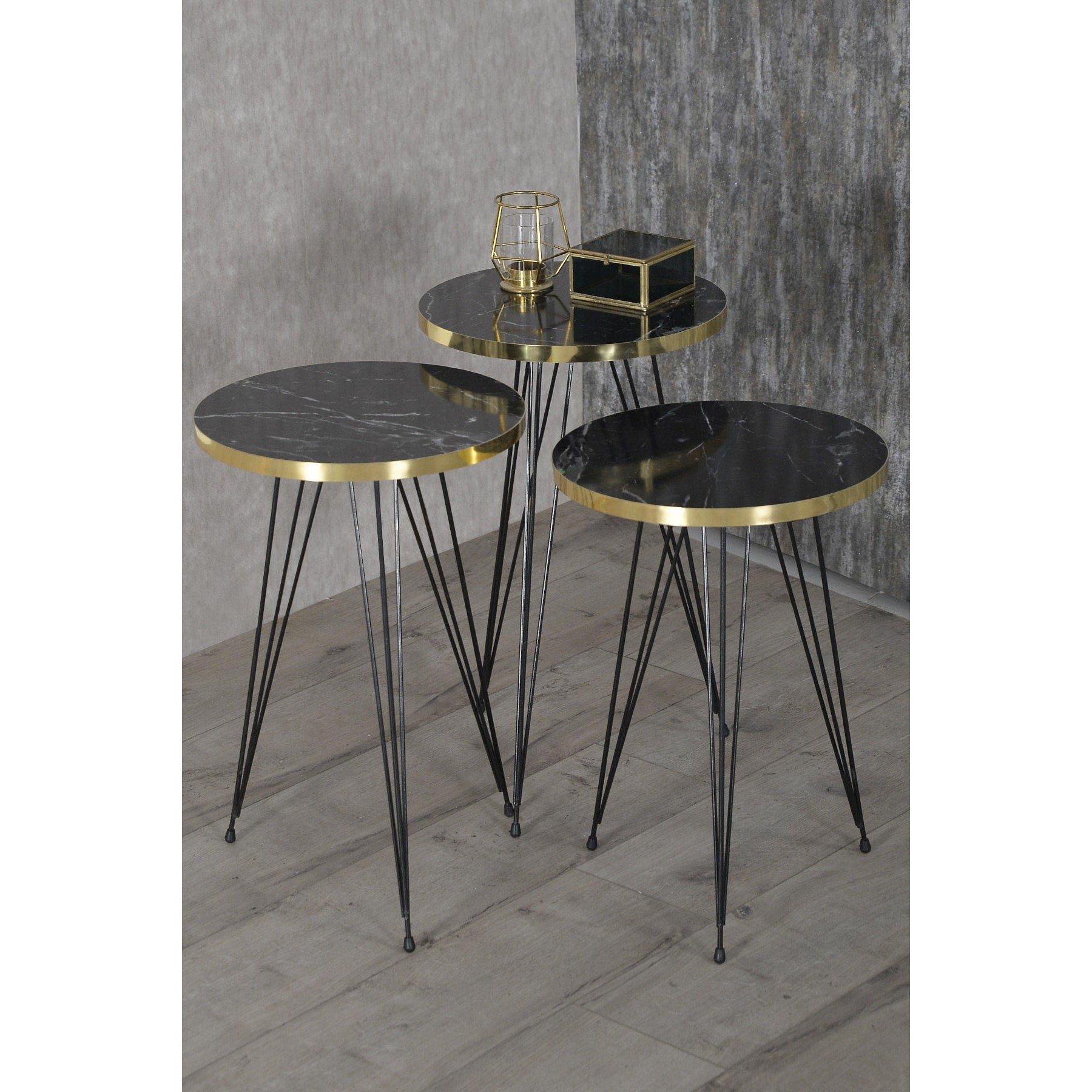 Black and gold round nesting tables - image 1