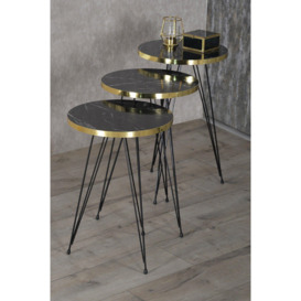 Black and gold round nesting tables - thumbnail 2