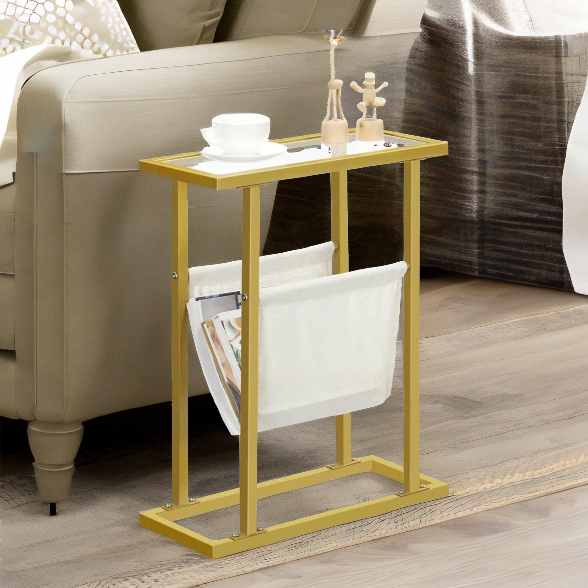 Gold Side Table With Tempered Glass - image 1
