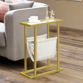 Gold Side Table With Tempered Glass - thumbnail 2