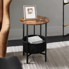 Bedside Lamp Table with Removable and Washable Storage Basket