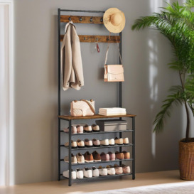 Coat Rack Stand With 5 Tier Shoe Bench - thumbnail 3