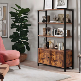 Industrial Bookcase With 3 Shelves & Cupboard - thumbnail 1