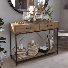 100CM Wide Industrial Console Table With 2 Drawers