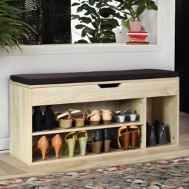 Shoe Storage Bench With Cushioned Seat 103CM Natural Brown