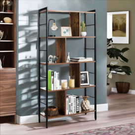154CM Tall 5 Tier Bookcase With Metal Frame - thumbnail 2