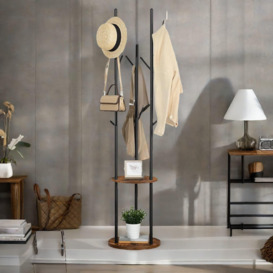 Industrial Rustic Coat Stand With 2 Shelves