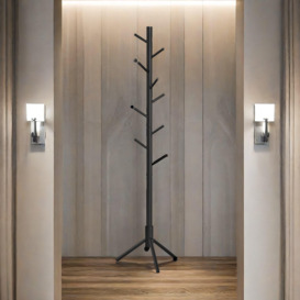 Wooden Coat Stand With 8 Hooks Black