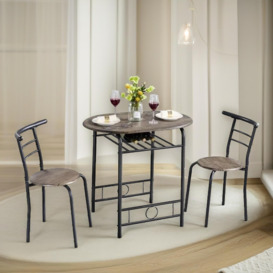 Industrial 3-Piece Dining Table Set With 2 Chairs