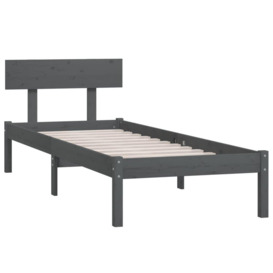 Bed Frame Grey Solid Wood Pine 100x200 cm - thumbnail 3
