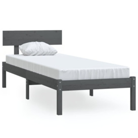 Bed Frame Grey Solid Wood Pine 100x200 cm - thumbnail 2