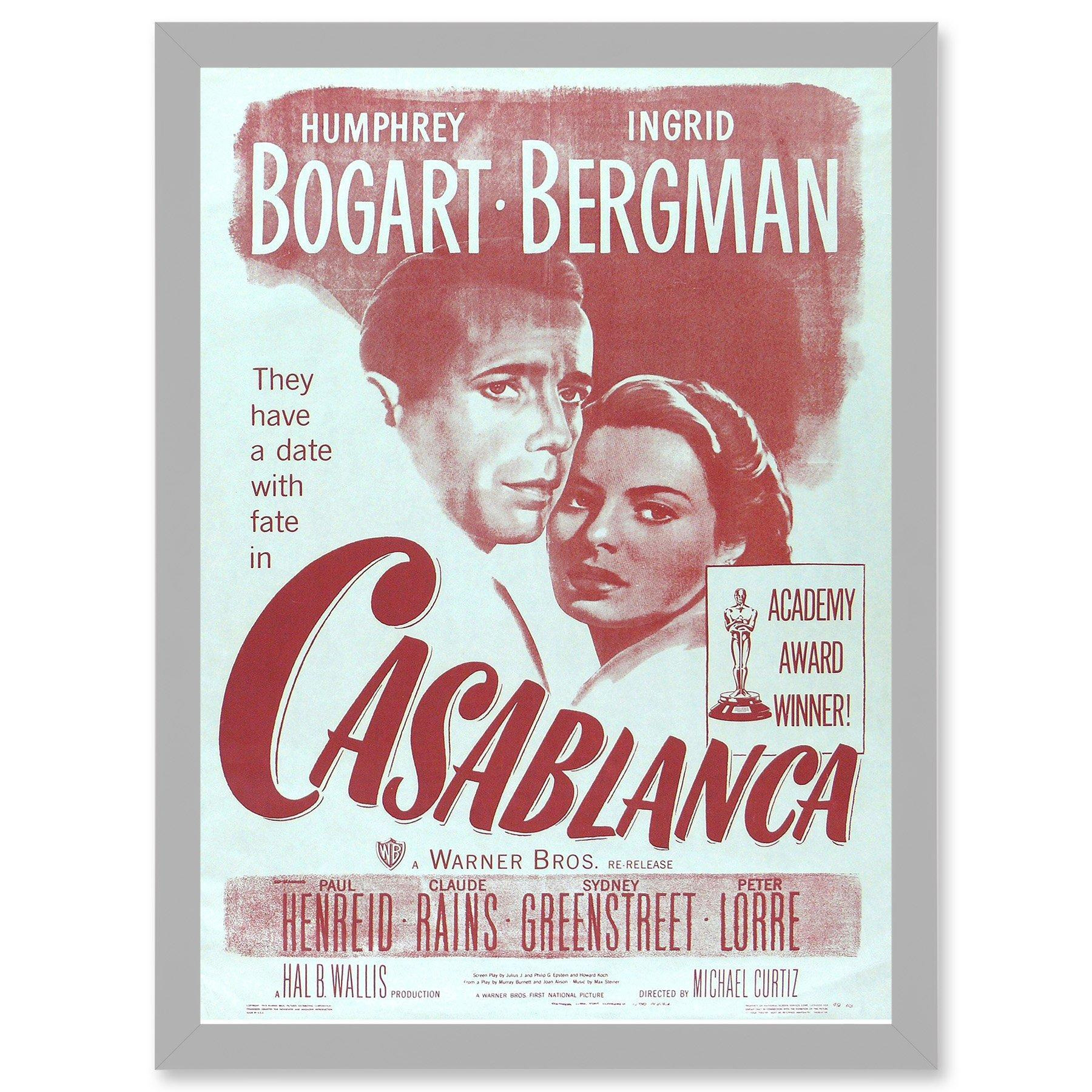Movie Film Casablanca Bogart Bergman Classic Cult Artwork Framed Wall Art Print A4 - image 1