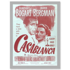 Movie Film Casablanca Bogart Bergman Classic Cult Artwork Framed Wall Art Print A4 - thumbnail 1