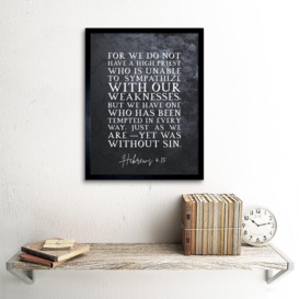 Wall Art Print Hebrews 4:15 One Who Has Been Tempted Yet Was Without Sin Christian Bible Verse Quote Scripture Typography Art Framed - thumbnail 3