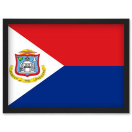 Sint Maarten (Dutch part) National Flag Vexillology World Flags Country Region Poster Artwork Framed Wall Art Print A4 - thumbnail 1