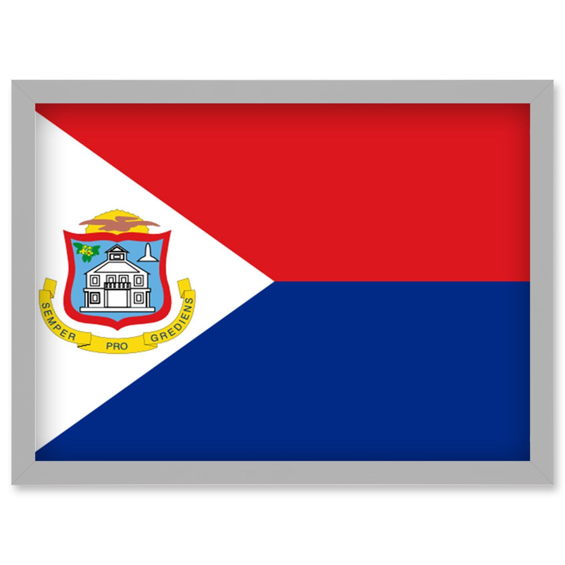 Sint Maarten (Dutch part) National Flag Vexillology World Flags Country Region Poster Artwork Framed Wall Art Print A4 - image 1