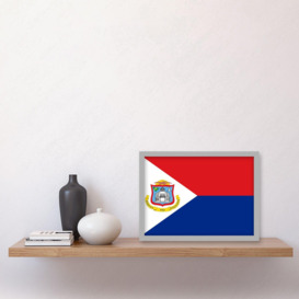 Sint Maarten (Dutch part) National Flag Vexillology World Flags Country Region Poster Artwork Framed Wall Art Print A4 - thumbnail 2