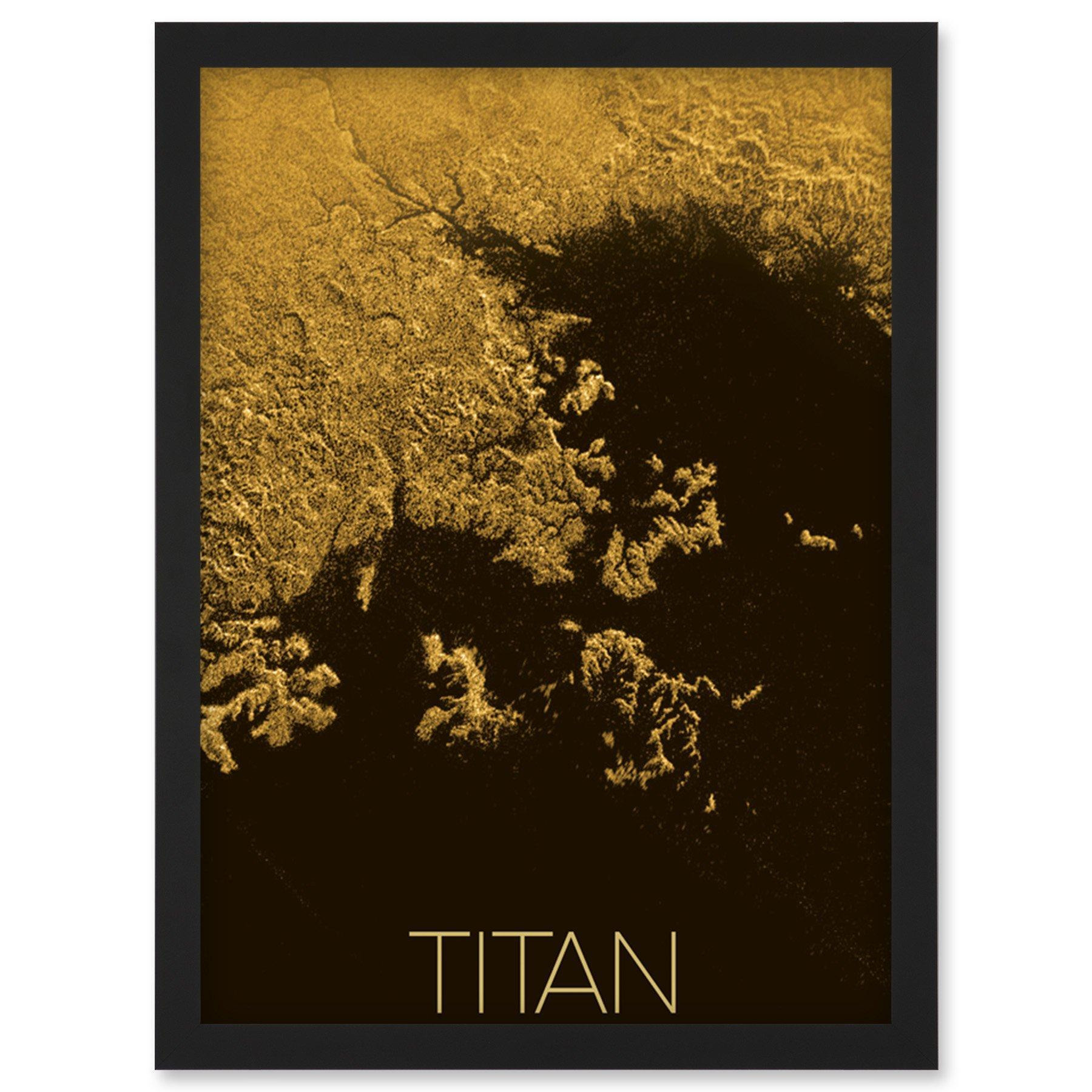 NASA Our Solar System Titan Saturn's Moon Ligeia Mare Lake Artwork Framed Wall Art Print A4 - image 1