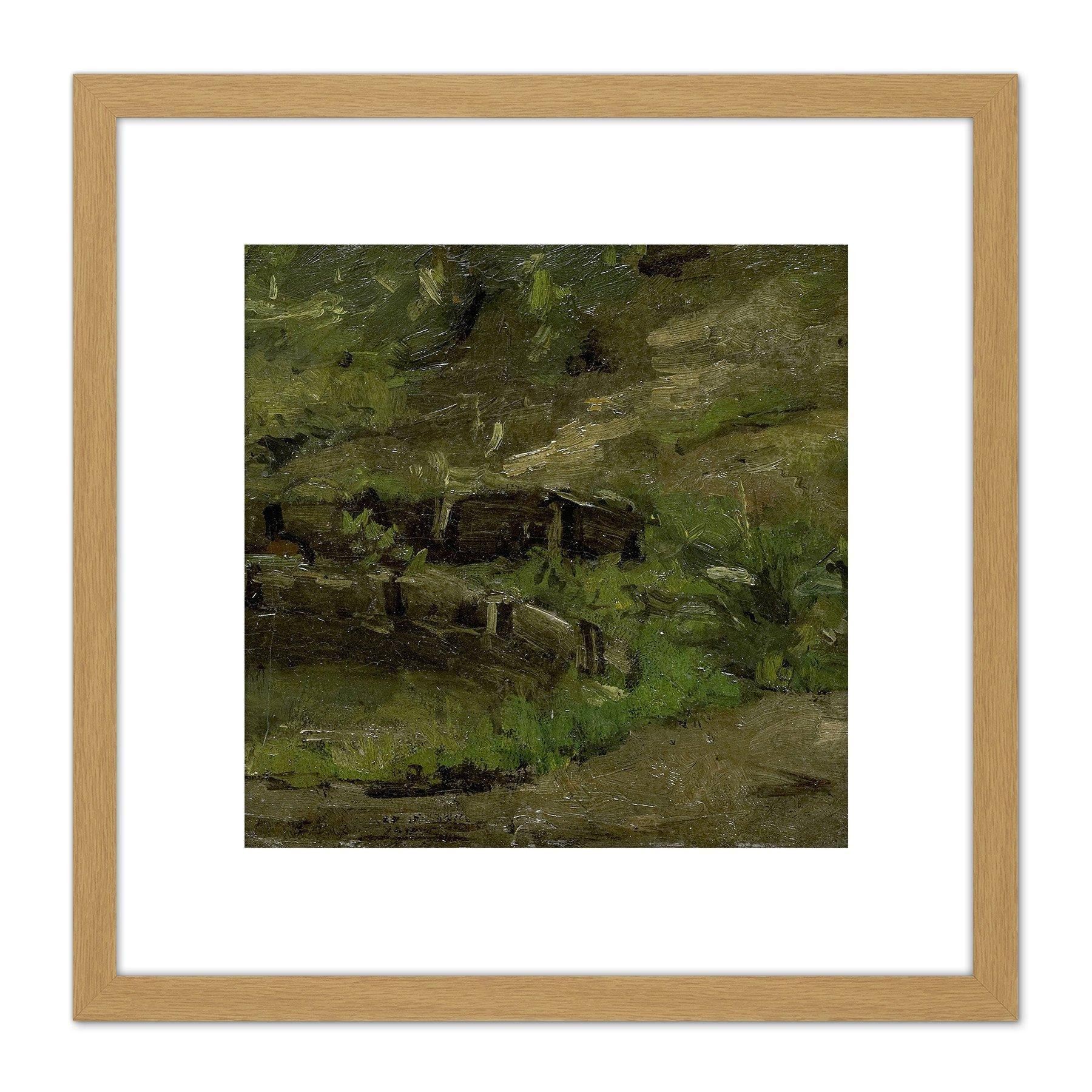 Breitner Meadow Landscape Nature Painting 8X8 Inch Square Wooden Framed Wall Art Print Picture with Mount - image 1