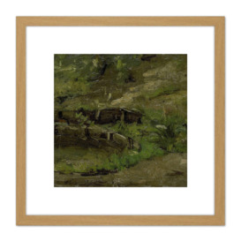 Breitner Meadow Landscape Nature Painting 8X8 Inch Square Wooden Framed Wall Art Print Picture with Mount - thumbnail 1