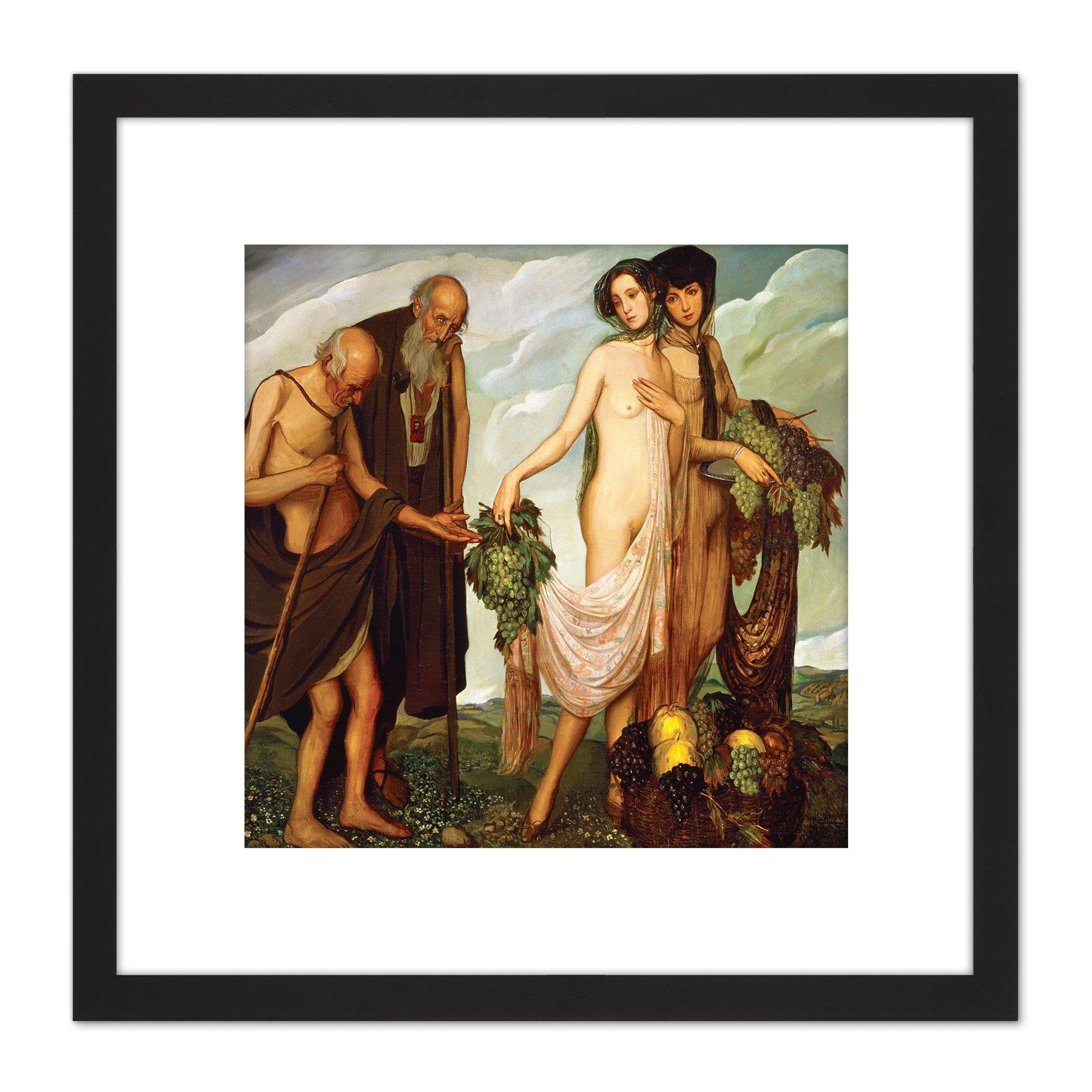 Angel Zarraga The Gift 8X8 Inch Square Wooden Framed Wall Art Print Picture with Mount - image 1