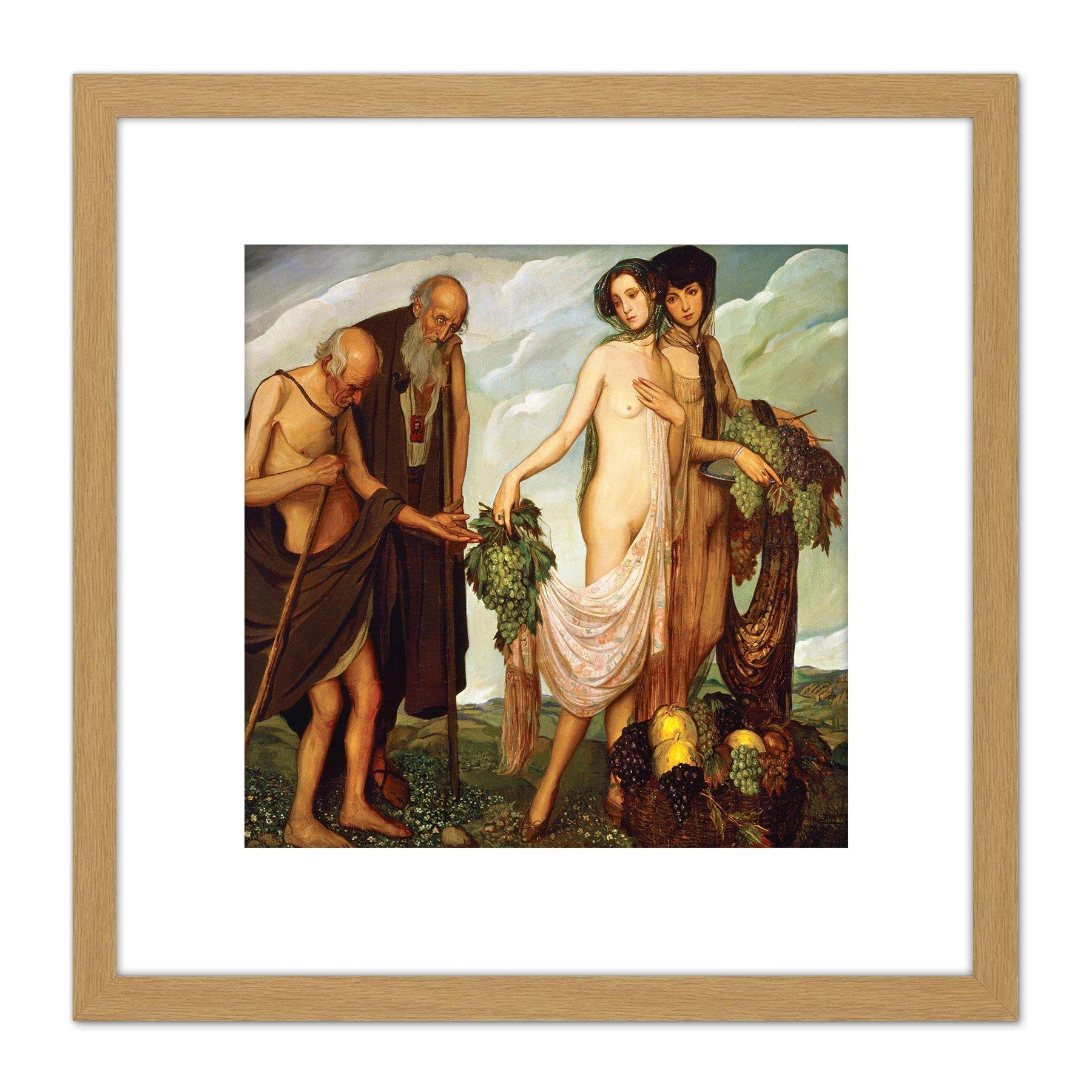Angel Zarraga The Gift 8X8 Inch Square Wooden Framed Wall Art Print Picture with Mount - image 1
