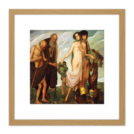Angel Zarraga The Gift 8X8 Inch Square Wooden Framed Wall Art Print Picture with Mount - thumbnail 1