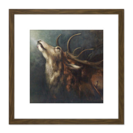 Diefenbach Dying Deer Painting 8X8 Inch Square Wooden Framed Wall Art Print Picture with Mount - thumbnail 1