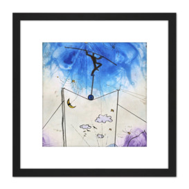Adi Holzer 850 Lebenslauf Life Tightrope Walking Painting 8X8 Inch Square Wooden Framed Wall Art Print Picture with Mount - thumbnail 1