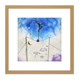 Adi Holzer 850 Lebenslauf Life Tightrope Walking Painting 8X8 Inch Square Wooden Framed Wall Art Print Picture with Mount - thumbnail 1