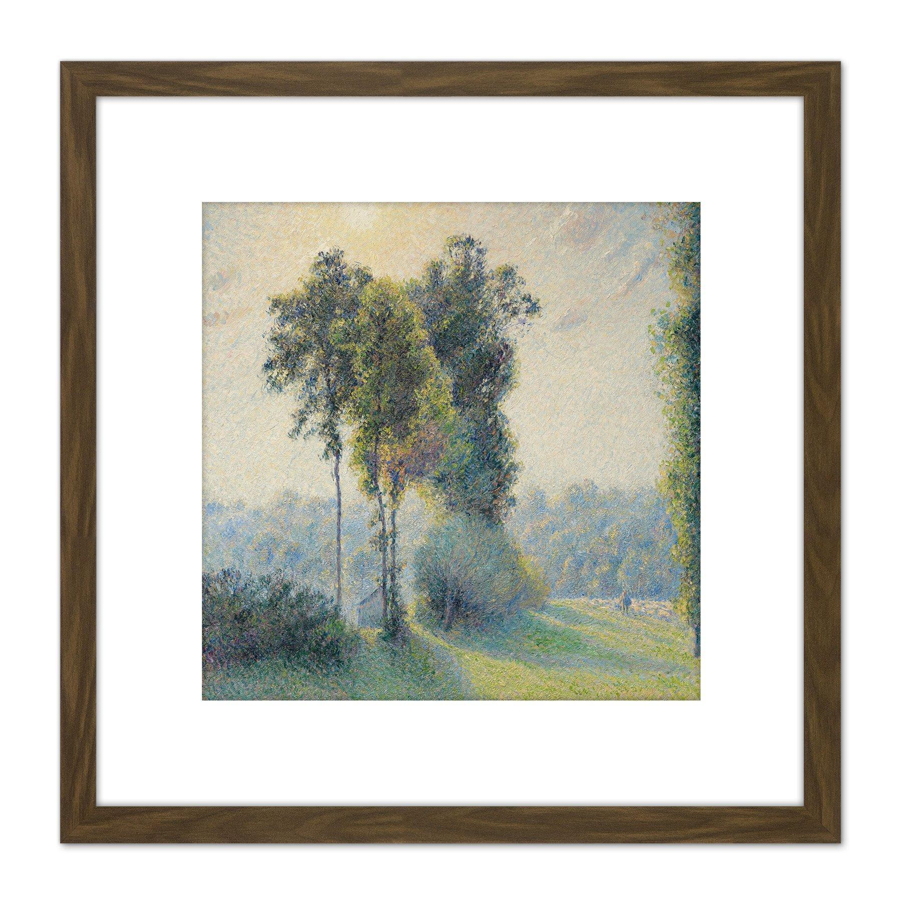 Pissarro Landscape Saint Charles Gisors Sunset Painting 8X8 Inch Square Wooden Framed Wall Art Print Picture with Mount - image 1