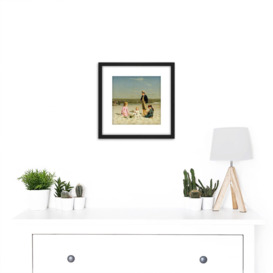 Carr Children Playing On The Beach 1879 Painting 8X8 Inch Square Wooden Framed Wall Art Print Picture with Mount - thumbnail 2
